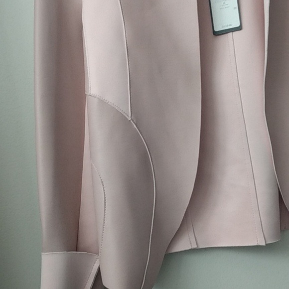 Guess open front cuffed sleeve light pink leather jacket - Picture 6 of 11